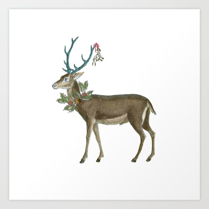 Artsy Christmas Reindeer Art Print By Jenniferrizzo Society6