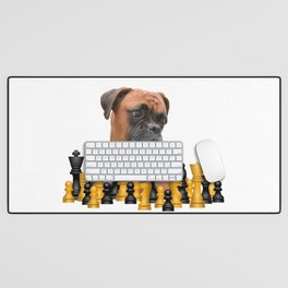 Chess Game - Boxer Dog Collage #boxer #dog #animals Desk Mat