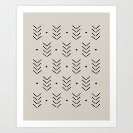 Arrow Lines Geometric Pattern 12 in creamy grey Art Print