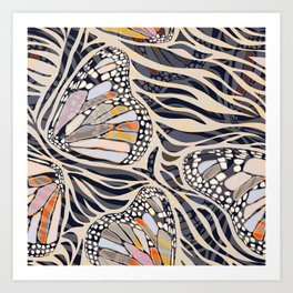 Abstract Retro Boho Butterfly Zebra Pattern • Earthy Nature Art Print