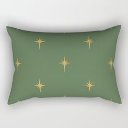  Christmas Faux Gold Foil Star in Fir Tree Green Rectangular Pillow