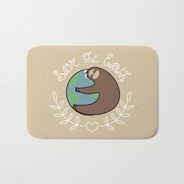 Save The Earth Sloth Bath Mat | Sloths, Twotoedsloth, Graphicdesign, Cute, Motherearth, Threetoedsloth, Planetearth, Savethesloths, Digital, Hug 
