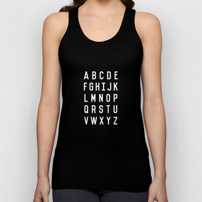 Alphabet Black and White Typography Design Poster with Monochrome Minimalist Letters Wall Decor Tank Top