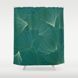 Green ginkgo biloba leaves seamless pattern Shower Curtain