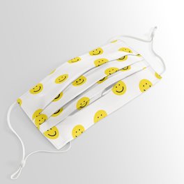 Smiley faces white yellow happy simple smiley pattern smile face kids nursery boys girls decor Face Mask