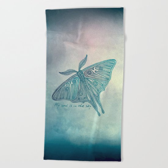 My soul is in the sky Beach Towel