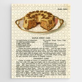 Vintage Recipe Maple Syrup Cake and Illustration Jigsaw Puzzle