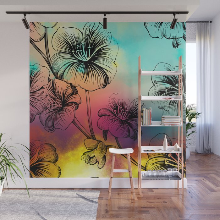 Sunset Floral Wall Mural