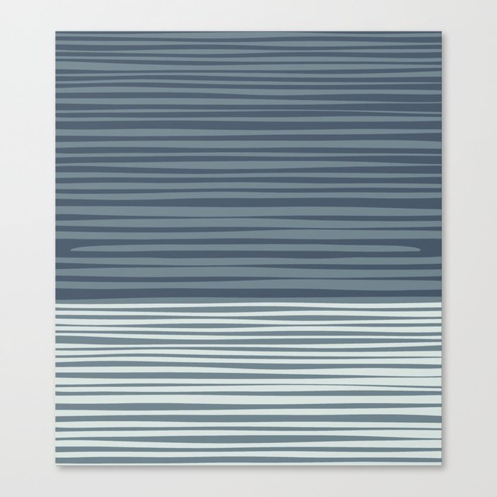 Natural Stripes Modern Minimalist Colour Block Pattern in Neutral Blue Grey Tones  Canvas Print