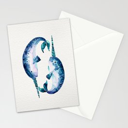 Blue Narwhals Stationery Card