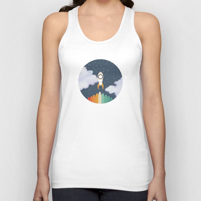 Space Rocket Print, Galaxy Outer Space Pattern Tank Top