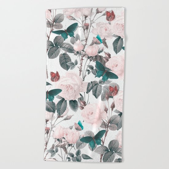 ROSES AND BUTTERFLIES Beach Towel