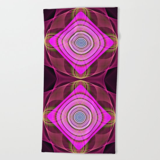 Colourful geometric abstract with translucent patterns Beach Towel