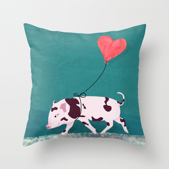 Baby Pig With Heart Balloon Deko-Kissen Baby Pig With Heart Balloon Deko-Kissen