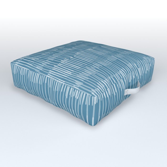 Steel Blue Hatch Lines Outdoor Floor Cushion