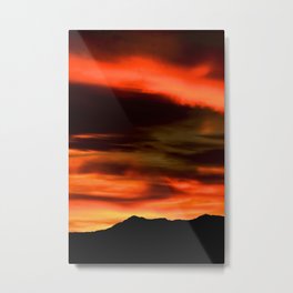 SW Orange Mountain Sunrise - II Metal Print | Sun, Silhouette, Southwest, Silhouettes, Color, Clouds, Nature, Sunrise, Desert, Outdoors 