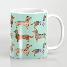 Dachshunds on Blue Coffee Mug | Painting, Animal, Vintage, Curated, Pattern 