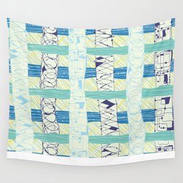 Doodled Checks Wall Tapestry