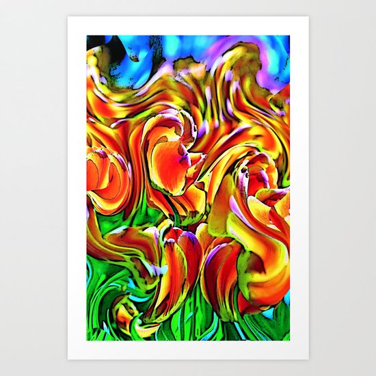 Twisted Tulips Art Print