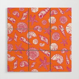 Seashell Print - Pink and orange Wood Wall Art
