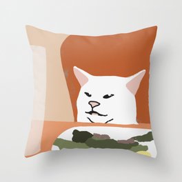 woman yells at cat Throw Pillow