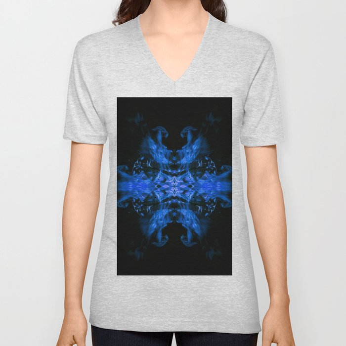 Blue Fire Dragons V Neck T Shirt