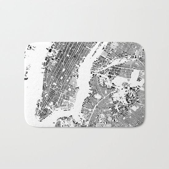 New York Map Schwarzplan Only Buildings Bath Mat