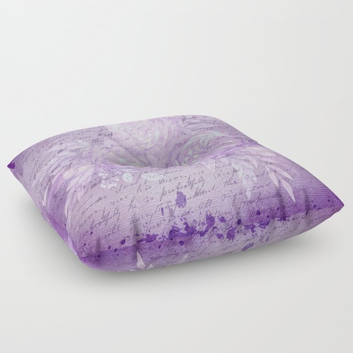 Pressed Violet and Purple Flowers Floor Pillow