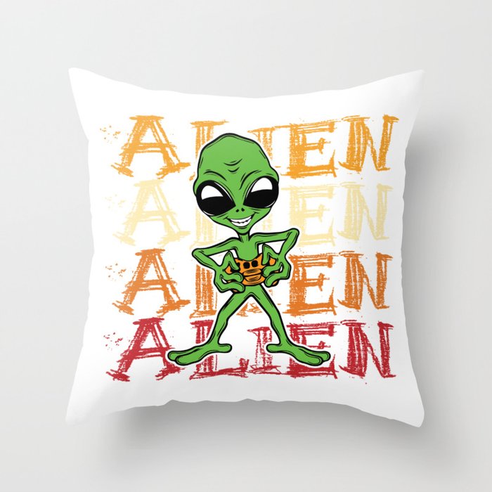 Funny Alien Throw Pillow