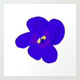 One Blue Retro Flower White Background #decor #society6 #buyart Art Print