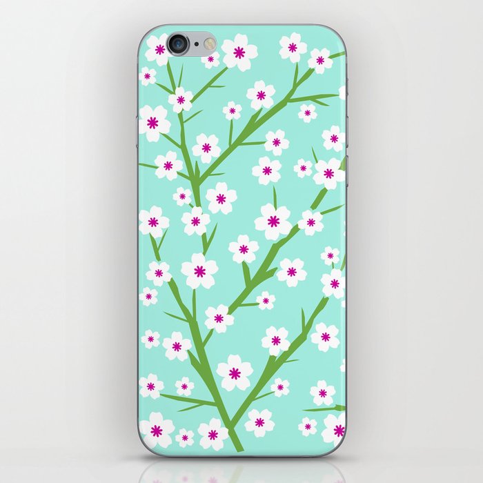 White Blossoms - seafoam 3 iPhone Skin