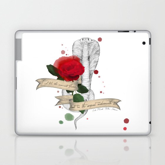 Shakespeare Quote (Flower and Serpent) Laptop & iPad Skin