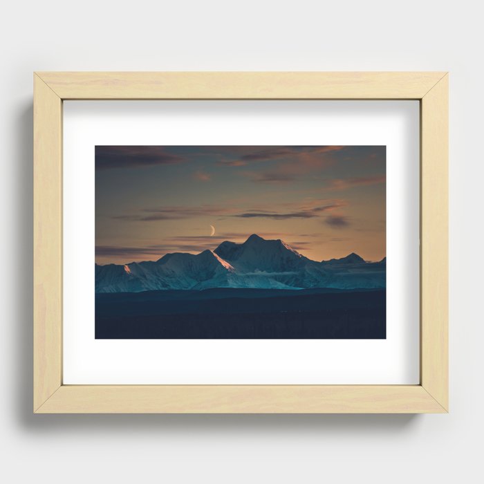 Sunset over the Alaska Range, Delta Junction Recessed Framed Print