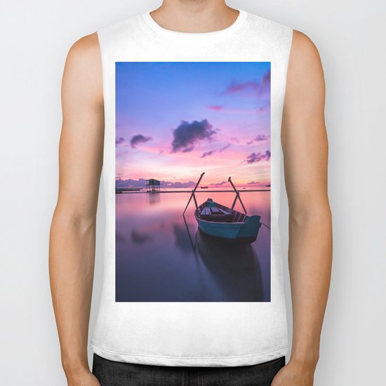 Boat and Sunrise Biker Tank