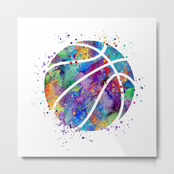 Basketball Watercolor Art Print Sports Poster Home Decor Kids Room Sports Painting Nursery Decor Metal Print