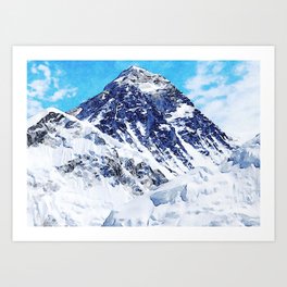Watercolor Mount Everest Art Art Print