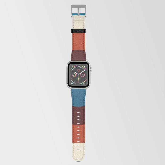 Maroon, fire brick, antique white, dark cyan, teal concentric circles Apple Watch Band