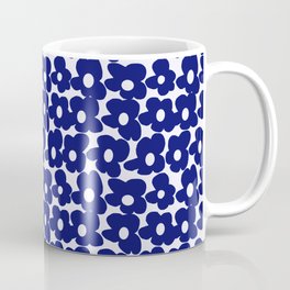Mini Dark Blue Retro Flowers White Background #decor #society6 #buyart Coffee Mug