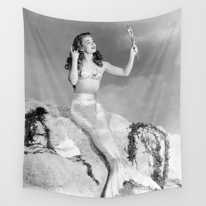 Vintage Mermaid : Mr Peabody & The Mermaid Wall Tapestry