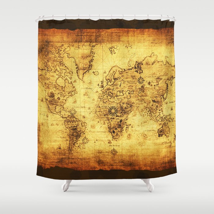 Arty Vintage Old World Map Shower Curtain By Onlinegifts Society6
