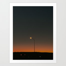 Summer Streetlight, American Red Sunset, Orange Skyline, Photo Art Print Art Print