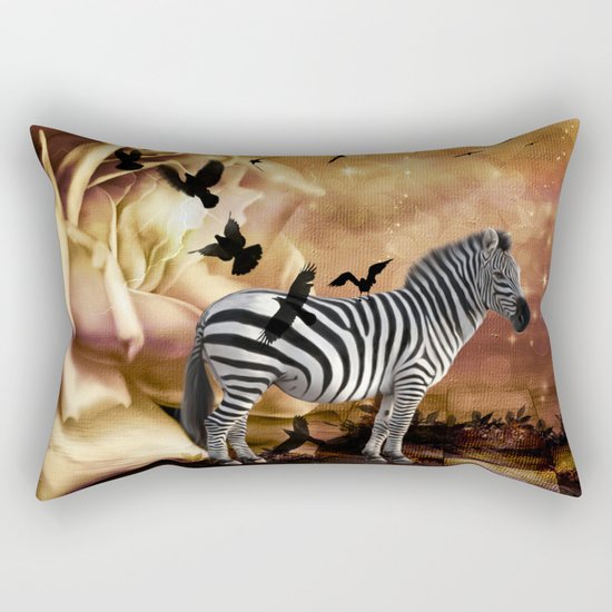 Beautiful zebra with birds Rectangular Pillow