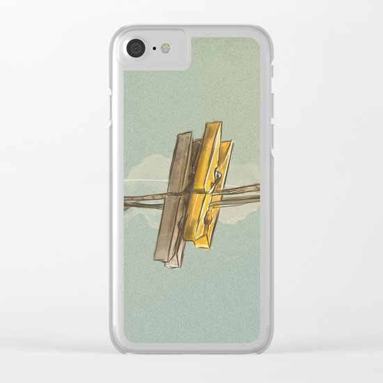 Vintage Clothespin Clear iPhone Case
