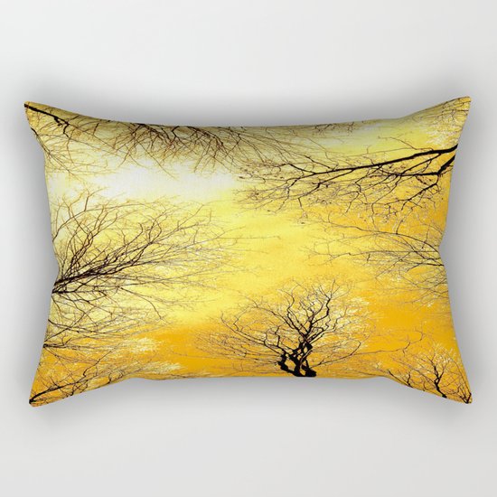 Black Trees Golden Sky Rectangular Pillow