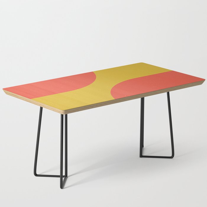 Retro Minimal Arches Abstract in Burnt Brick Red and Mustard Yellow Coffee Table