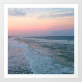 Beautiful: Sunset Beach Wave Relaxing, Peaceful, Seashore Art Print
