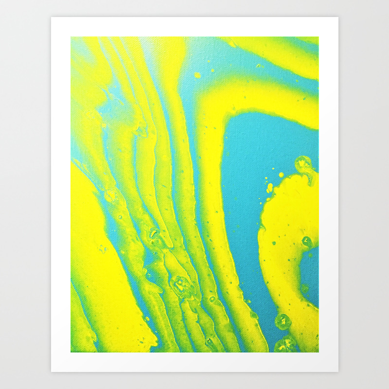 Yellow Blue Abstract Animal Print Acrylic Art Print By