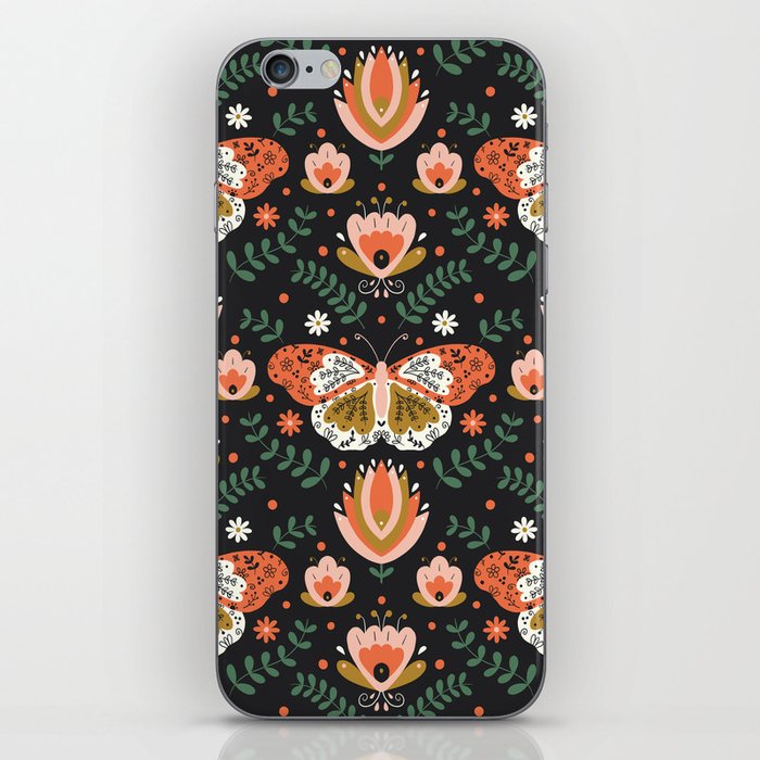 Folk Art Butterfly and Flowers  iPhone Skin