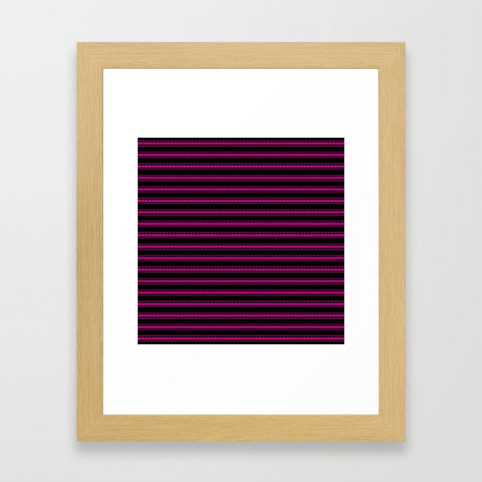 Large Black and Neon Pink Mattress Ticking Bed Stripes Framed Art Print