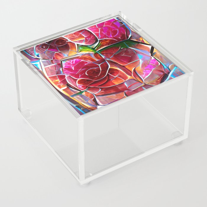 Stained Glass Roses Acrylic Box